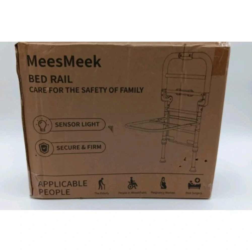 Bed Rail for Elderly Adjustable Height Bedside Assist Rails PU Handrail